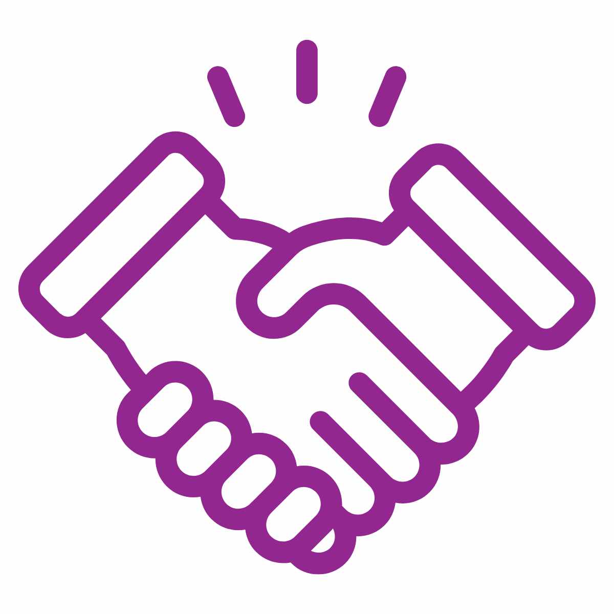 Two Purple Hands Shaking 